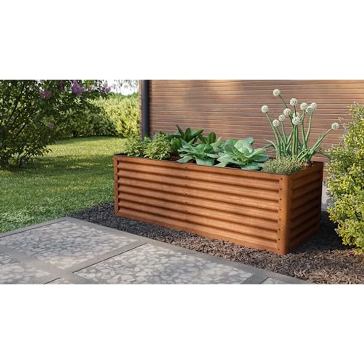 GFP Primeyard Luca Cortenstahl-Hochbeet 180x75x60 cm, stabiles Gartenbeet mit natürlicher Rostoptik, ergonomischer Höhe & sicherem Kantenschutz – Bild 2