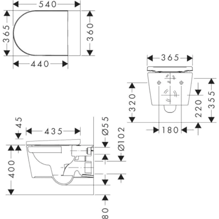 hansgrohe EluPura Original S Wand-WC Set, spülrandlos, AquaChannel Flush, 365x540mm, weiß glänzend, inkl. WC-Sitz – Bild 2