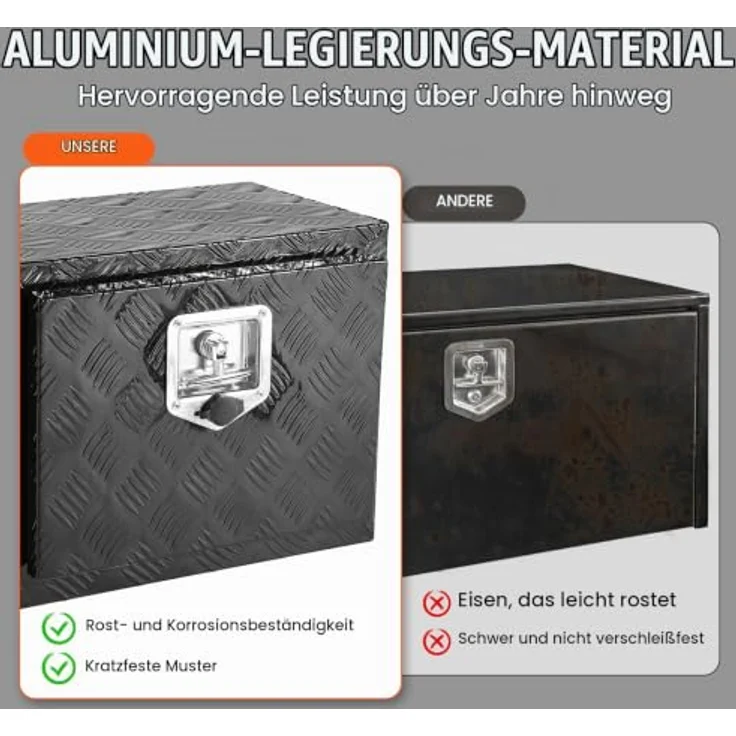 VEVOR Truckbox Werkzeugbox, Unterboden-Anhängerbox 46 x 32 x 36 cm, Aluminiumlegierung, abschließbar, rostfrei, 20 kg belastbar – Bild 4