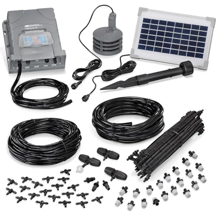 Esotec Solar Bewässerungssystem WaterSpray Professional, 20 Sprüher mit automatischem Bewässerungscomputer für Garten und Gewächshaus, umweltfreundlich und effizient, 101122 – Bild 1