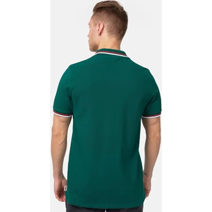 Lonsdale Poloshirt Lion, Arbeitsshirt mit farblich abgesetzten Stickereien und gestreiften Bündchen, schwarz – Bild 5