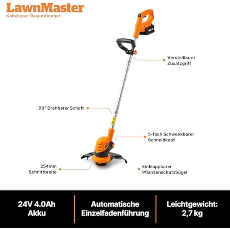 LawnMaster OcuMow™ Roboter-Rasenmäher mit 24V MAX Trimmer-Kombi-Set, optischer Navigation und automatischer Hindernisvermeidung – Bild 5
