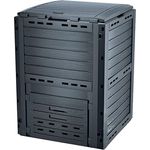 Kunststoff Kompostierer 100 x 60 cm anthrazit - 280 Liter - Komposter mit Deckel und Entleerungs Luke - Garten Abfall Bio Müll Kompost Behälter