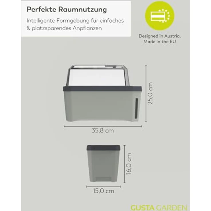 Gusta Garden HARRY HERBS Anzuchttopf, 4 in 1 Kräutertopf mit Wasserreservoir und Wasserstandsanzeige, blau mit Anzuchthaube – Bild 7