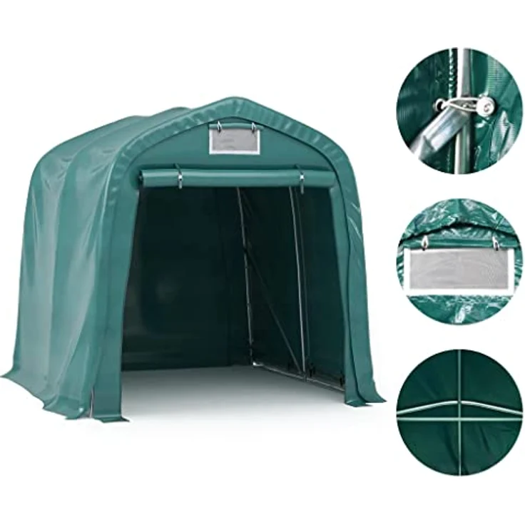 vidaXL Garagenzelt Wasserfest Zeltgarage Weidezelt Foliengarage Zelt Lagerzelt Auto Motorrad Schutz Unterstand Lagerung PVC 1,6x2,4m Grün – Bild 5