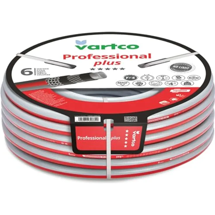 Vartco Professional Plus 6-lagiger Trinkwasserschlauch, flexibler und UV-beständiger Gartenschlauch mit Torsion-Free System, 30 Bar (3/4'' 20m)