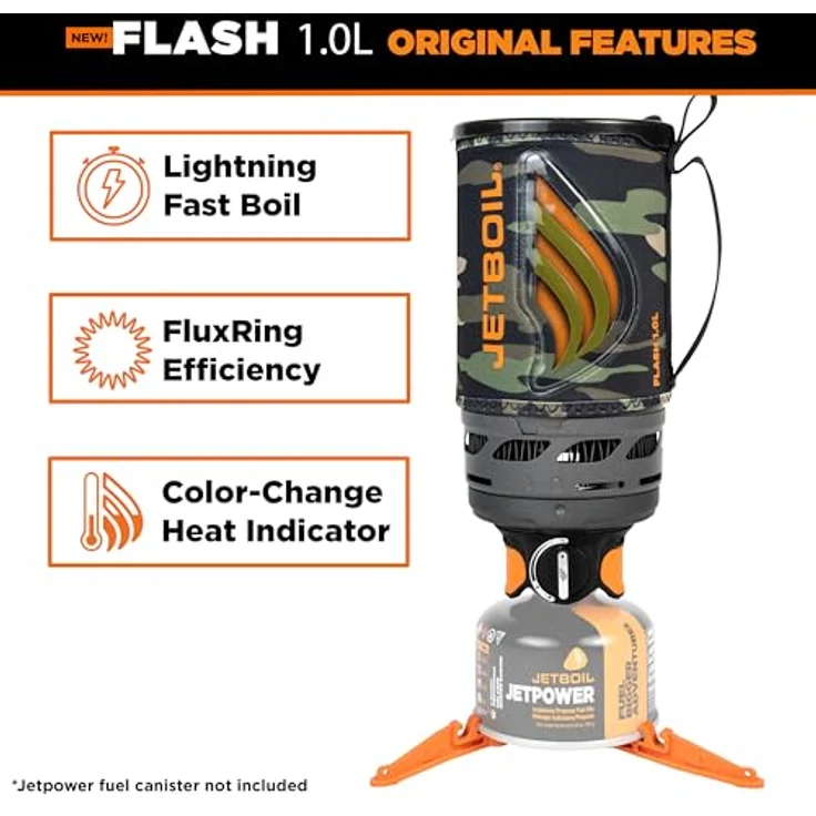 Jetboil Flash 1.0L, Campingkocher mit thermochromatischer Wärmeanzeige und Dreh-Klick-Zündung, kompaktes Design – Bild 4