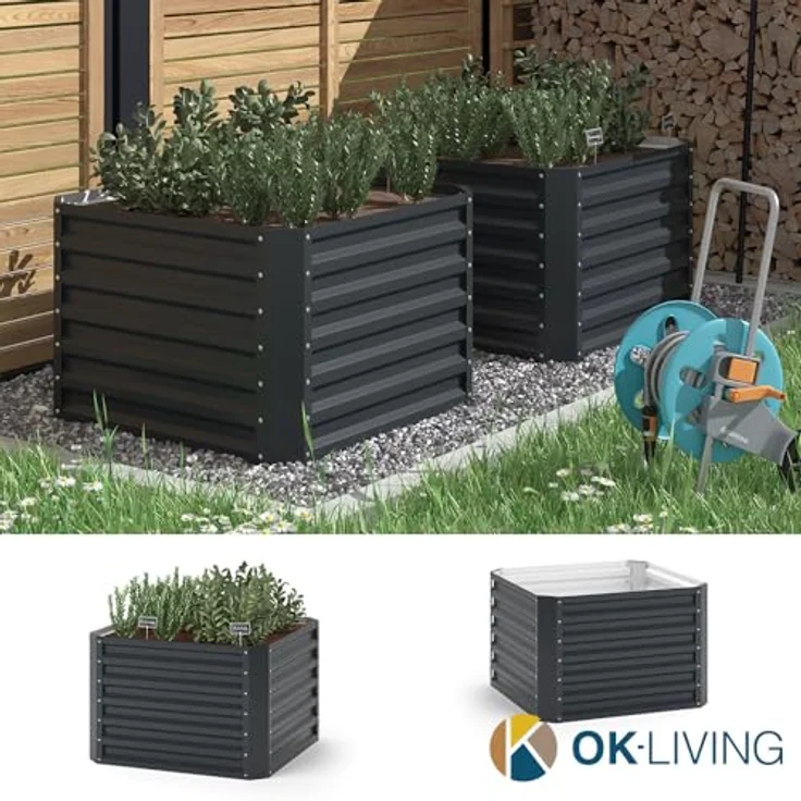 ok-living Hochbeet Anthrazit 90 x 90 cm – Bild 2