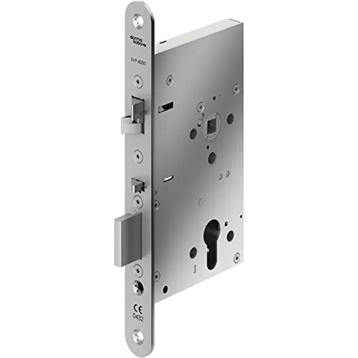 KABA Fluchttürschloss DORMA SVP 6277, 65 mm Dornmaß, universal, Edelstahl rostfrei, Stulp 20 mm