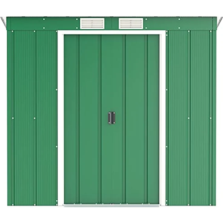 Duramax ECO 6 x 4 (2.17 m²) Metallgerätehaus mit Steildach, Gartenhaus aus feuerverzinktem Metall - Geräteschuppen, robuste und verstärkte Dachkonstruktion, wetterfester Metallschuppen, Grün – Bild 5