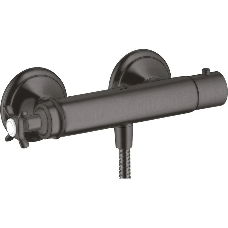 hansgrohe Axor Montreux Brausethermostat Aufputz, Brushed Black Chrome, mit Sicherheitssperre bei 40 °C und einstellbarer Temperaturbegrenzung