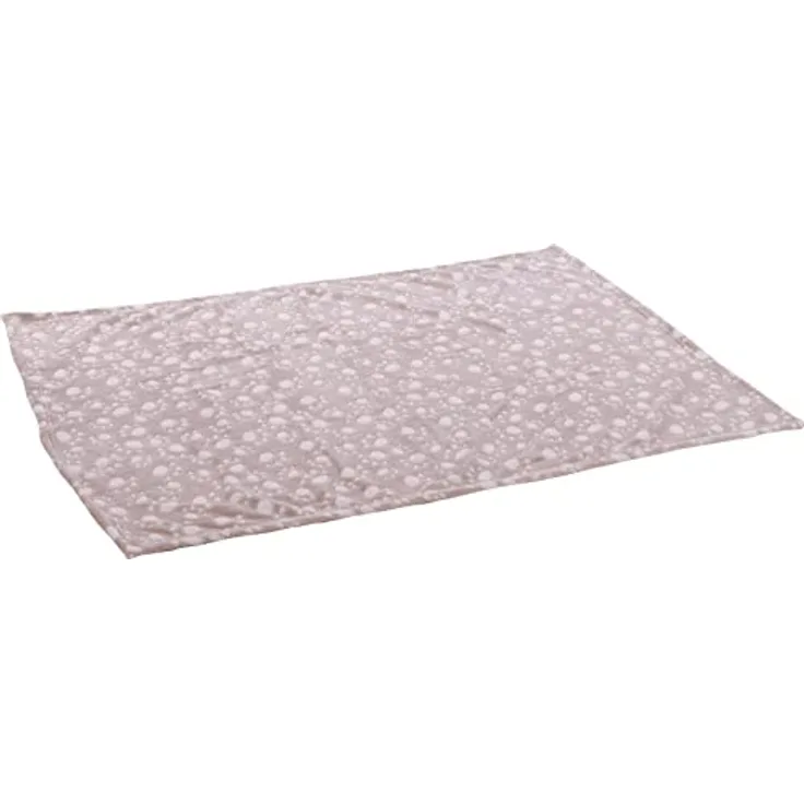 Flamingo Dario Decke aus Fleece, Beige, Pfotenmuster, 70 x 100 cm