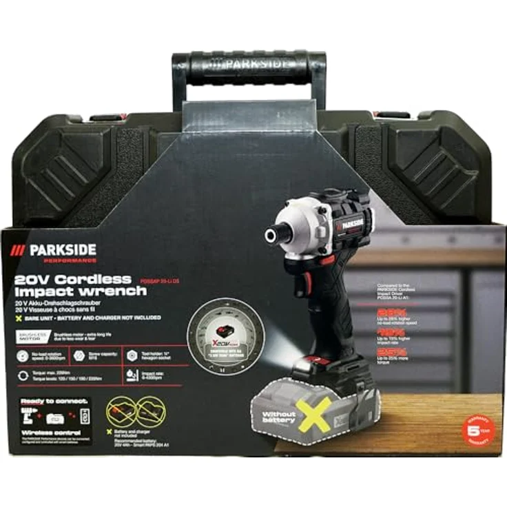 HEADNMORE® Bundle - PARKSIDE PERFORMANCE® 20V - 1/4" Akku Drehschlagschrauber PDSSAP 20 + Schlüsselanhänger (ohne Akku) - Bürstenloser Motor, Smart-App-LED, 4 Drehmomentstufen, leuchtende LED-Arbeitsleuchte – Bild 5