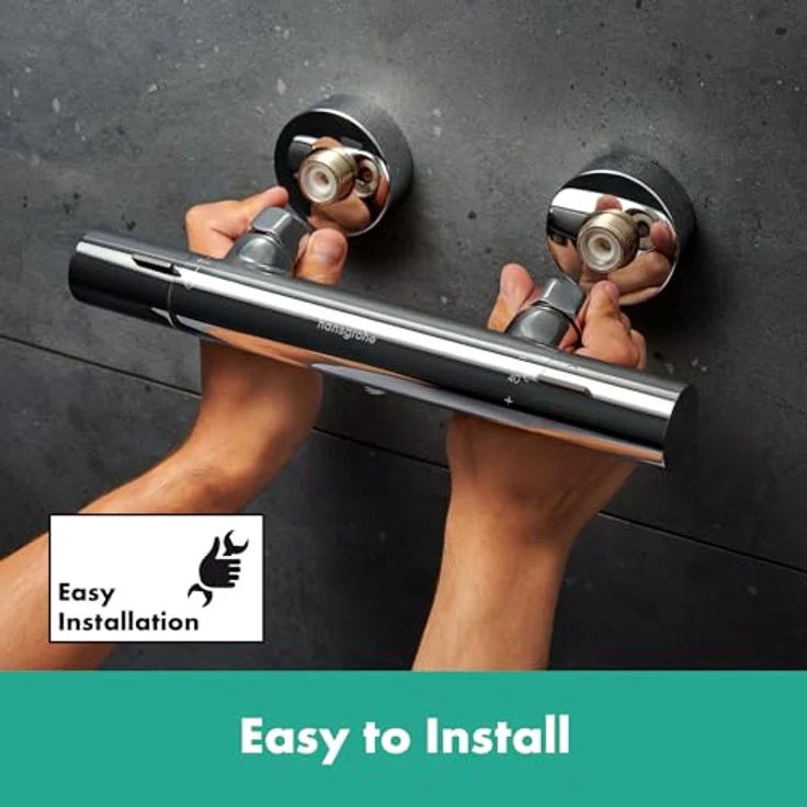 hansgrohe Ecostat Fine - Duschthermostat Aufputz mit EcoStop+, Sicherheitssperre bei 40° C, Mischbatterie für 1 Verbraucher, Chrom – Bild 3