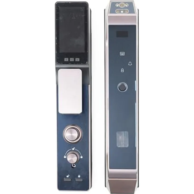PNI PNI-PTY8825 Lock SafeHome, Biometrisches Zugangssystem mit Code, Karte, Gesichtserkennung, Fingerabdruck, integrierter Kamera, Tuya Smart-Anwendung, grau, für bis zu 30 Benutzer, 420 x 76 x 48 mm