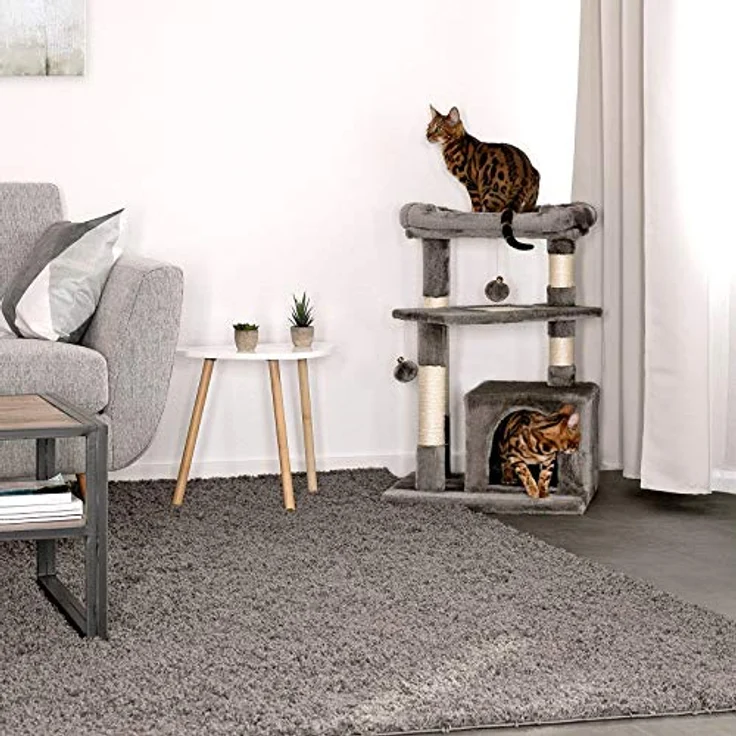 lionto Kratzbaum Kletterbaum Katzenkratzbaum Katzenbaum Höhe 75 cm, dunkelgrau – Bild 3