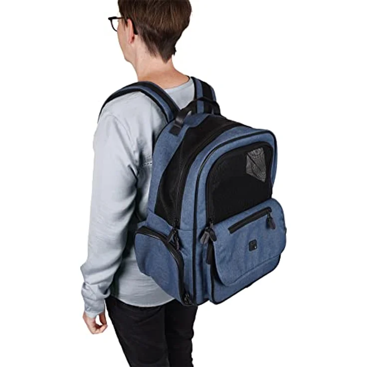 Flamingo Rucksack WIRO BLAU, Hunde-Transportbox aus Metall mit Epoxy-Pulverbeschichtung, 40x25x41cm – Bild 2