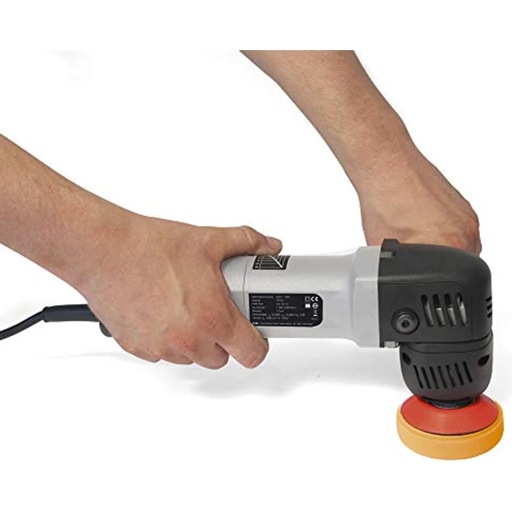 Dino KRAFTPAKET 640245 12mm-710W Exzenter Poliermaschine stufenlos im Set mit 74mm-Stützteller 2 x Polierpad-75mm Polierschwamm Tasche – Bild 3
