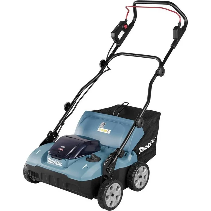 Makita Vertikutierer Akku- 40V max., professioneller Rasenpfleger mit 38 cm Arbeitsbreite, 18-stufig einstellbarer Arbeitstiefe, 50 Liter Grasfangsack, 180 mm ø Räder, Wet Guard – Bild 1