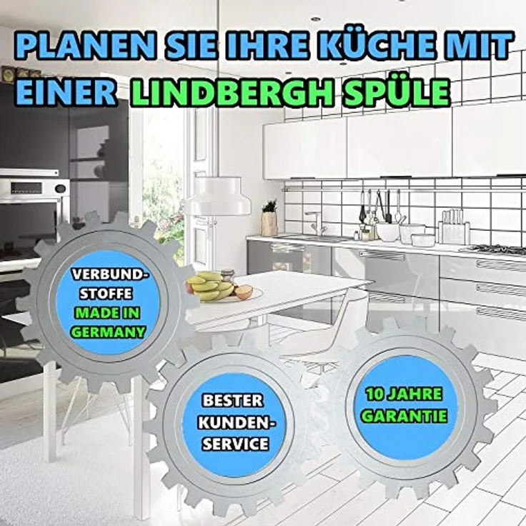 Lindbergh Spülen Rein Schwarz Granit Spüle mit Armatur "VEL44 + 1-Tubo" + Siphon Einbauspüle Küchenspüle Spülbecken + DREHEXCENTER - MADE IN GERMANY (3. Spüle VEL44 + Armatur 1-Tubo) – Bild 5