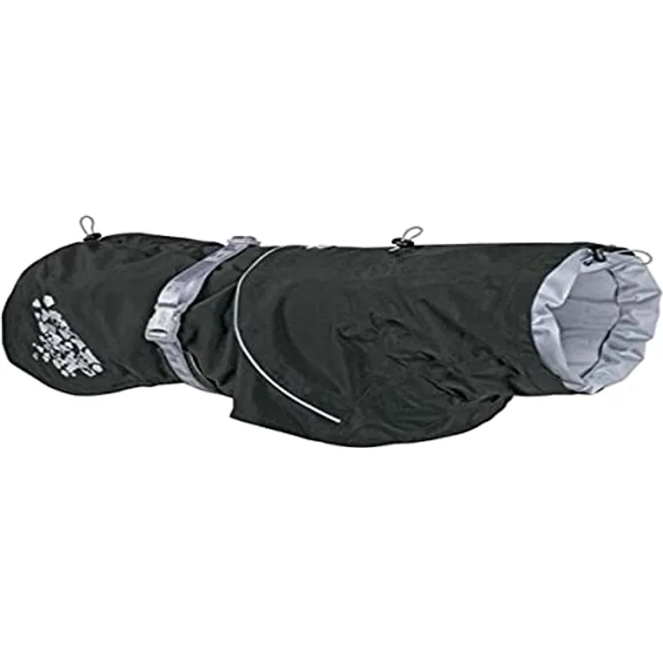 Hurtta Monsoon Hunderegenmantel, Wasserdicht Regenjacke für Hunde mit Reflektoren, Schwarz 45 cm