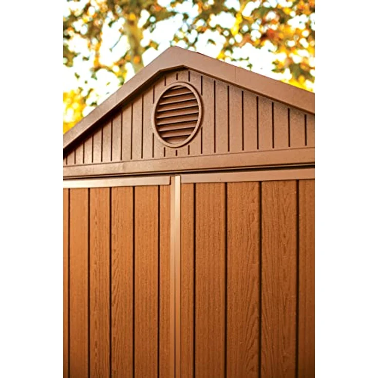 Keter Gerätehaus Darwin 6x8, Braun, Außenmaße 190x244x221cm, wartungsfrei, wetterfest, wasserdicht, mit Unterboden – Bild 4