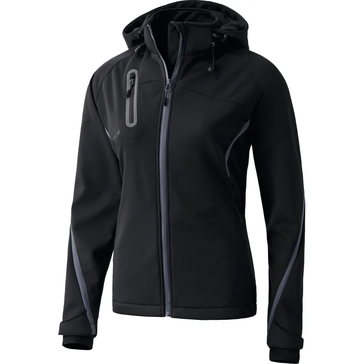 Erima Softshelljacke Damen Softshelljacke Function, wasserdicht und atmungsaktiv, mit abnehmbarer Kapuze, schwarz