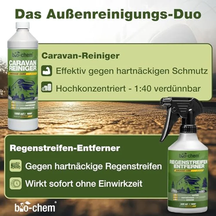 bio-chem Caravan Außenpflege PREMIUM-SET 8-teilig Allzweckreiniger, für Fenster, Glas, Vorzelt, Planen, 3750 ml – Bild 3