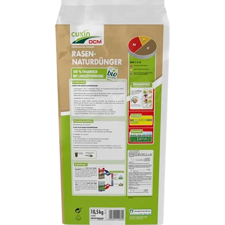 Cuxin DCM Rasen-Naturdünger Frühjahr 10,5 kg bis 230 m2 – Bild 2