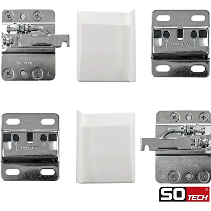 SO-TECH® Unterschrank Schrankträger Schrankhalter | Tragkraft 240 kg | Stahl verzinkt | Abdeckkappe: weiß | höhen- und tiefenverstellbar | Aufhänger: Anschlag (links) | mit vormontierten Spreizdübeln – Bild 3