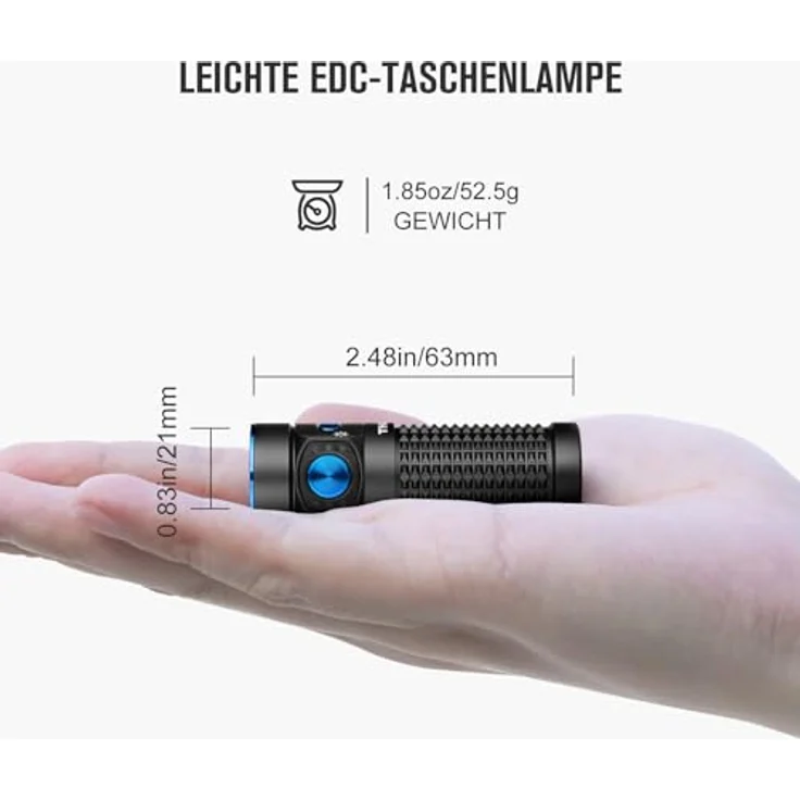 OLIGHT Baton 4, Wiederaufladbare Mini-Taschenlampe mit 1300 lm und 170 m Leuchtweite, robustes Gehäuse, Mikroperforiertes Display – Bild 3