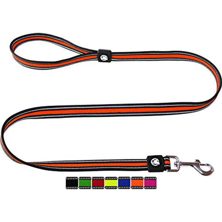 DDOXX Hundeleine Air Mesh, Reflektierend, Hand-Schlaufe, Gepolstert, 120 cm | viele Farben & Größen | für kleine & große Hunde | Schlepp-Leine | Führ-Leine Hund Katze Welpe | Lauf-Leine | Orange, M