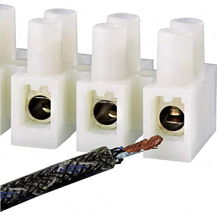 TRU Components Lüsterklemme flexibel, 0.5-1.5mm², 12-polig, Weiß, 10 Stück mit Drahtschutz – Bild 2