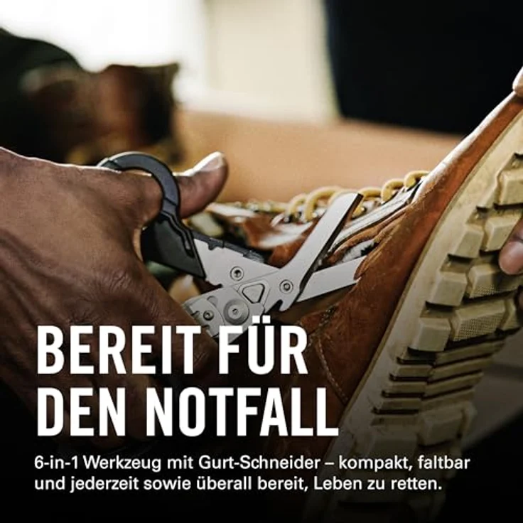 Leatherman Raptor Rescue, Notfall Klappschere mit Gurtschneider und Glasbrecher, für Profis, schwarz, mit Utility Holster – Bild 3
