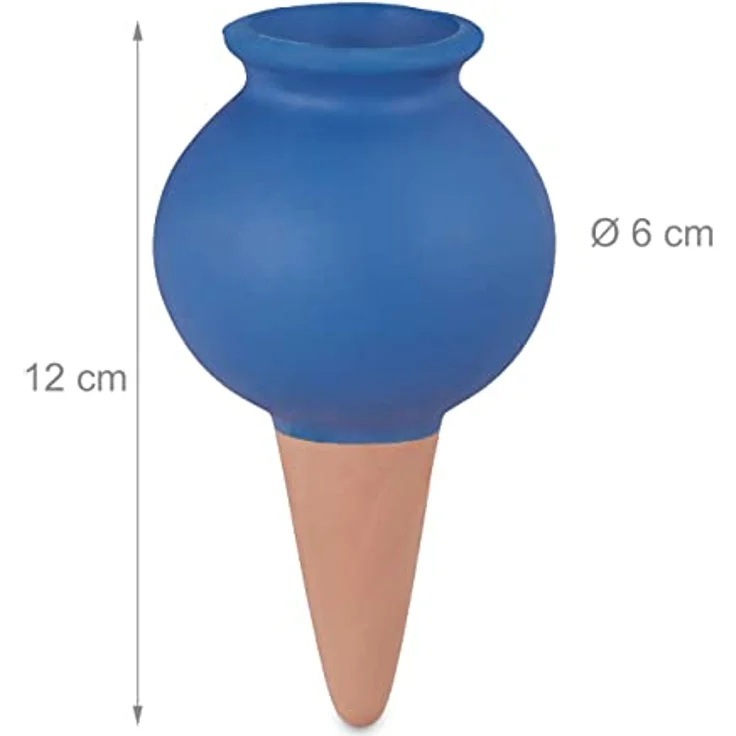 Relaxdays Tonspitzen Bewässerung, 4er Set, Wasserspender für Zimmerpflanzen & Balkonkästen, automatisch, Gießkegel, blau, 12 x 6 x 6 cm – Bild 4