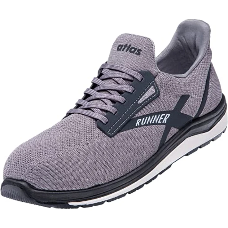 Atlas Schuhe Atlas Runner 65, Sicherheitsschuh mit LIGHT KNIT Obermaterial, flexibler Monosock-Passform, STEIN-GRAU – Bild 1