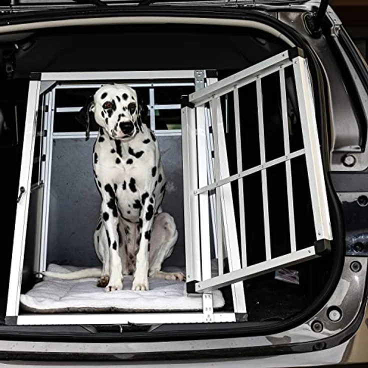 Petstuff Hundetransportbox schräge Frontseite und Rückwand 75°, Aluminium, robust, verschließbar, Größenwahl – Bild 2