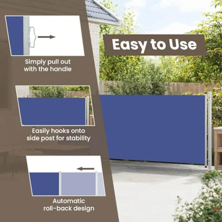 vidaXL Markise Seitenmarkise Ausziehbar 140x600 cm Blau, UV-beständig und wasserfest – Bild 7