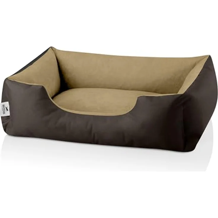 BedDog Hundebett LUPI, Hundekissen mit abziehbaren waschbaren Bezug, Hundekorb, Hundesofa, für kleine Hunde, M, braun-beige, Marke BedDog – Bild 2