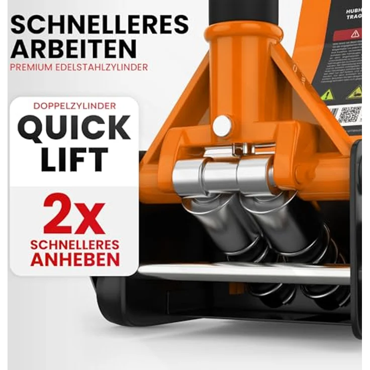 GENTOR Hydraulischer Wagenheber 3T Flach, Rangierwagenheber mit 75-505 mm Hubhöhe in Orange für PKW, SUV & Werkstatt – Bild 3