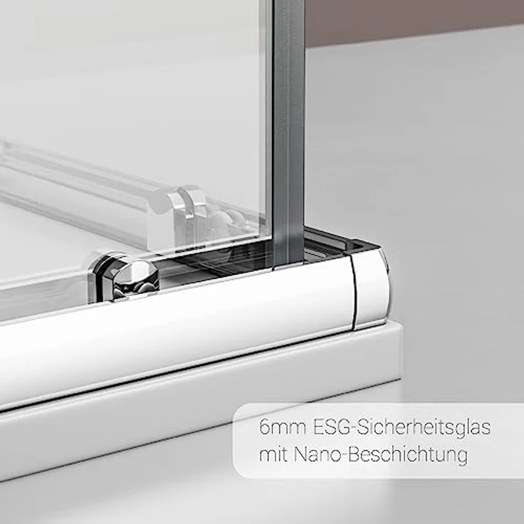 NEXTREND Duschkabine Eckdusche EX506, Schiebetüren aus 6 mm NANO Echtglas, 80 x 80 x 195 cm, platzsparend mit Lotus-Effekt – Bild 4