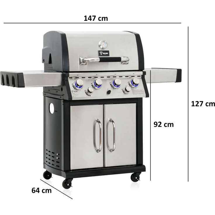 BBQ-Toro Gasgrill BBQ-Toro Premium Edelstahl Gasgrill 4+1+1 - 4 Bren – Bild 2