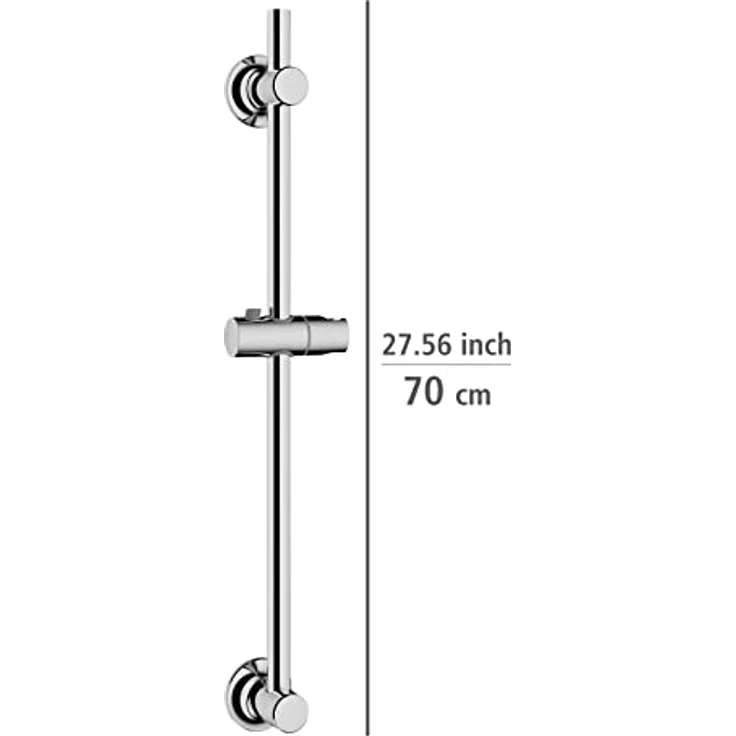 WENKO Duschstange ohne Bohren, Brausestange zur Befestigung mit Spezial-Klebepad, aus rostfreiem Edelstahl mit Halterung für Handbrausen, verschiebbarer Wandhalter, (B/T x H): Ø 2,2 x 70 cm, Chrom – Bild 4