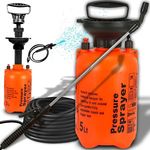Retoo Drucksprüher 5 L Füllinhalt Hochleistungssprühgerät Gartenspritze Düse Edelstahl Schlauch 1,2m Orange