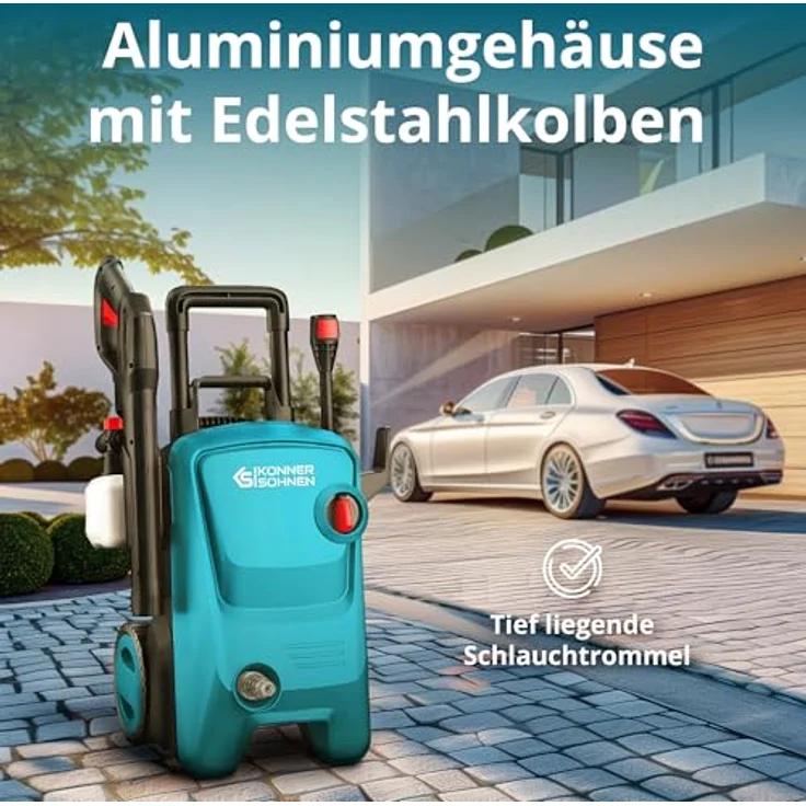 Könner & Söhnen Hochdruckreiniger KS PW145V, max. Druck 145 bar, mit Teleskopgriff, Auto-Start/Stopp-System und Schlauchtrommel – Bild 4