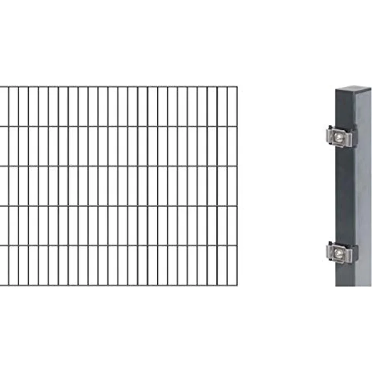 Alberts Doppelstabmattenzaun Anbauset, 100 cm hoch, 2 m lang, anthrazit, zum Einbetonieren – Bild 2