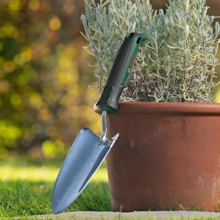 Bosch Garden Handwerkzeug Pflanzkelle, Ein- und Umpflanzen von Setzlingen, Messen der Pflanztiefe, Edelstahl, Softgrip Handgriff – Bild 2