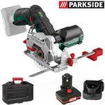 Parkside Mini-Handkreissäge 12V Mini-Handkreissäge PHKSA 12 mit Akku 4.0 Ah und Ladegerät, kompaktes Design und konstante Schnittleistung, blau