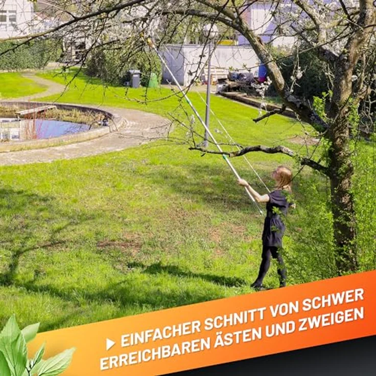 GRÜNTEK Raupenscheren Aufsatz SCHWAN, Teleskopstiel WELS kompatibel, Astschere mit hoher Hebelkraft und robustem Zugseil, für Äste bis 25 mm Durchmesser – Bild 4
