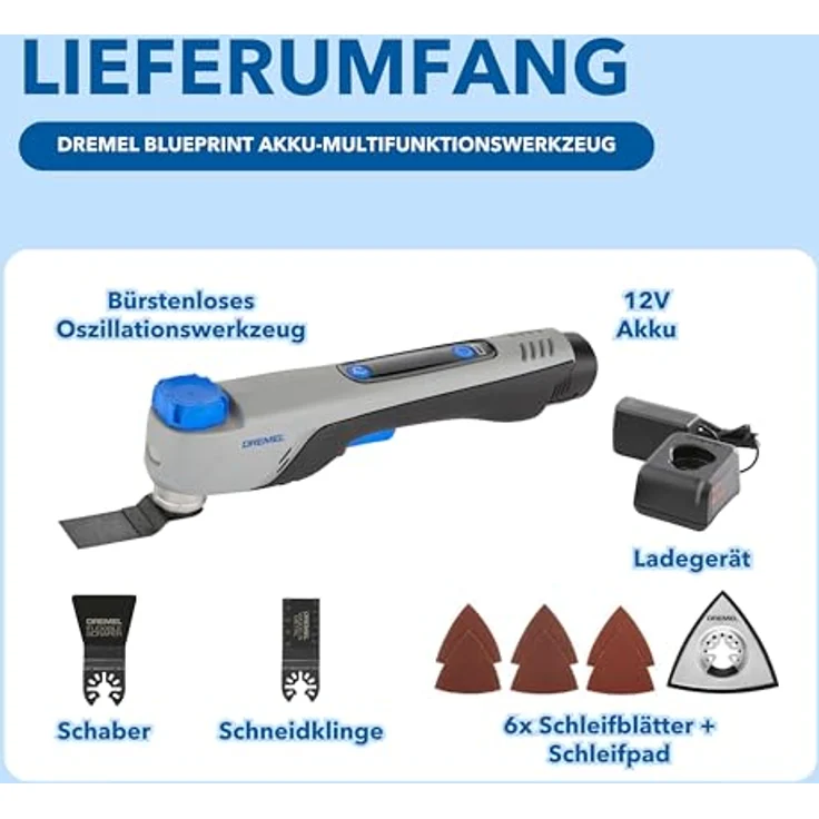 Dremel MM12V-S1 F013CM12JA, Akku-Multifunktionswerkzeug mit bürstenlosem Motor, ideal zum Schneiden, Schleifen und Schaben – Bild 2